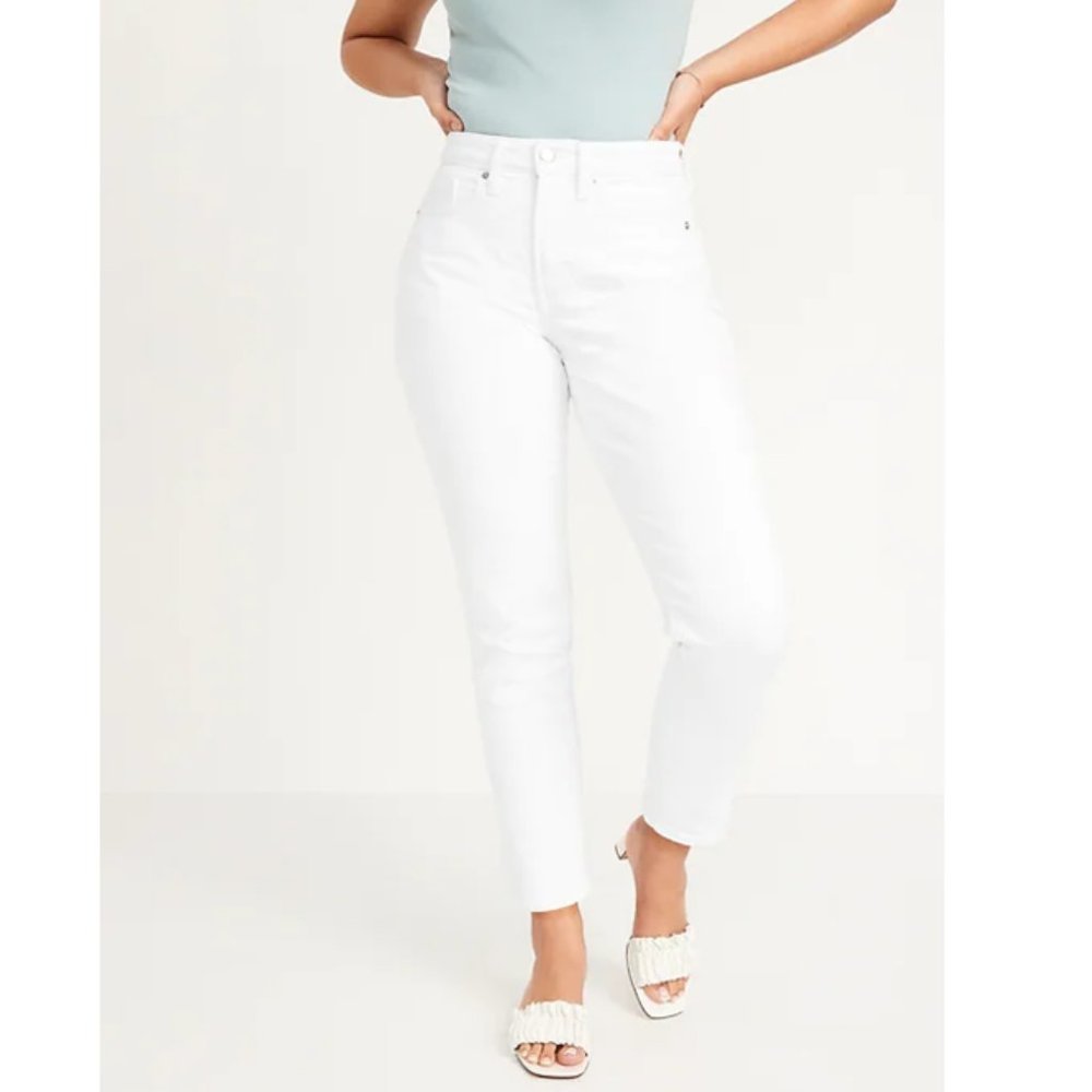 Old Navy Curvy High-Waisted O.G. Straight Ankle Jeans in White Size 14 NWT